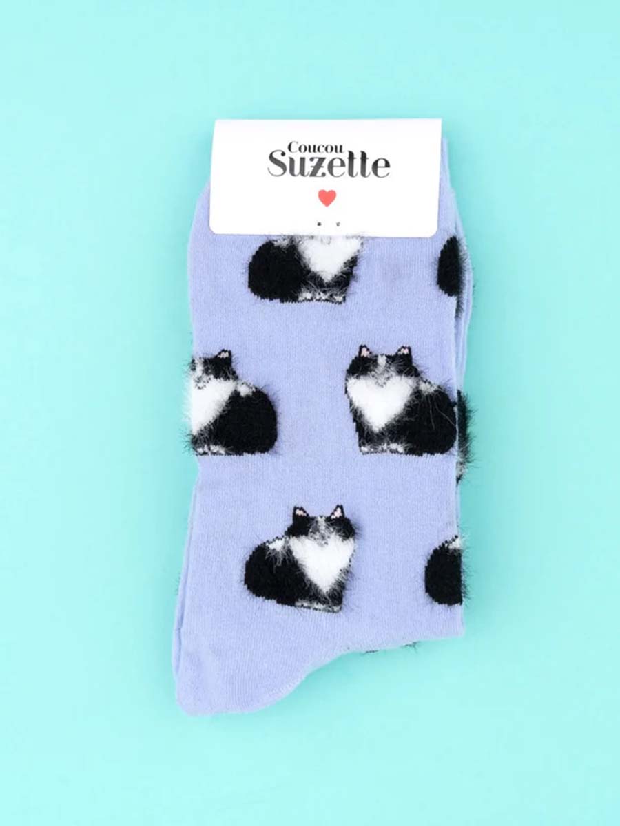 socks with cats in black and white cou cou suzet