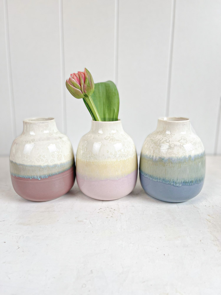 small ceramic vases from lena pedersen in bright colors