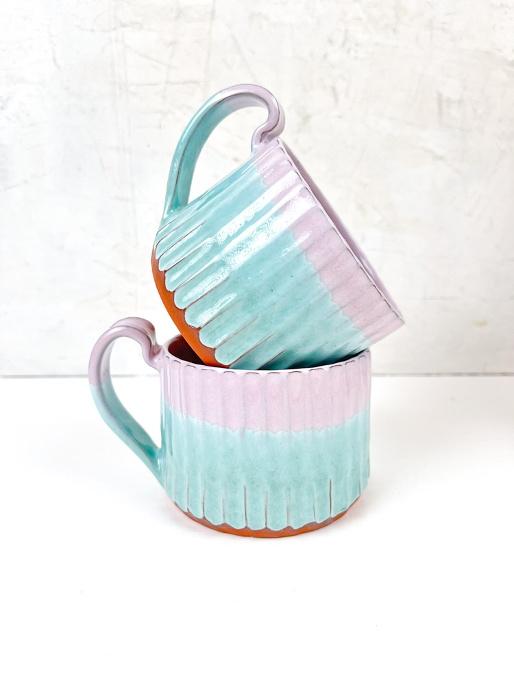 two-tone ceramic cup purple and mint - Trine lise ceramics