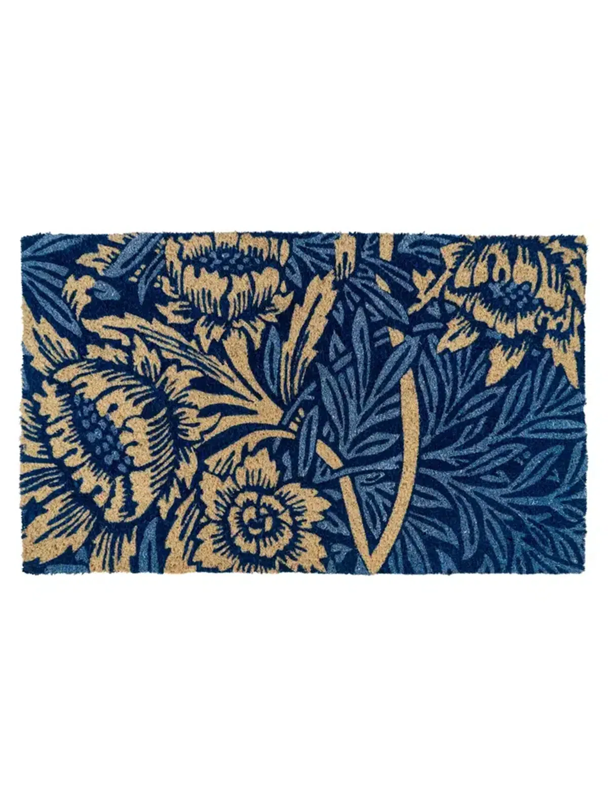 doormat coconut fiber remix by Sofia - blue flowers