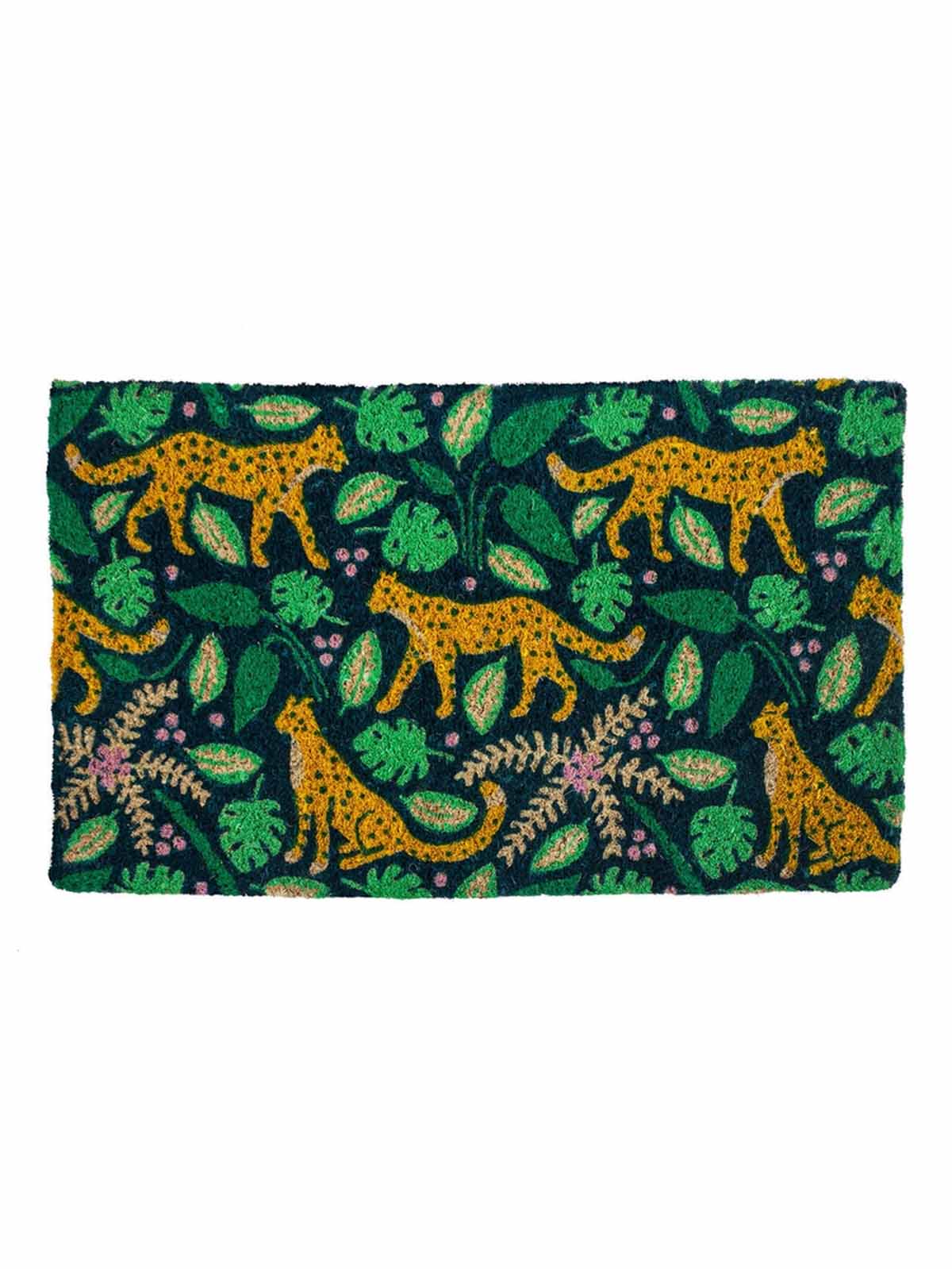 doormat coconut fiber remix by Sofia - green and leopard