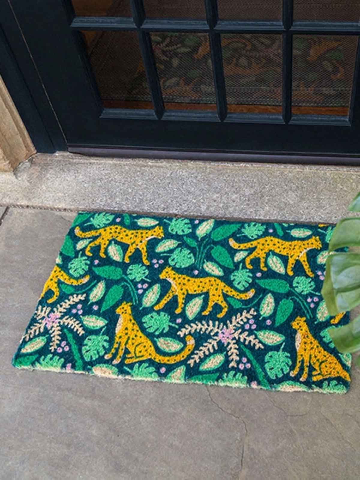doormat coconut fiber remix by Sofia - green and leopard