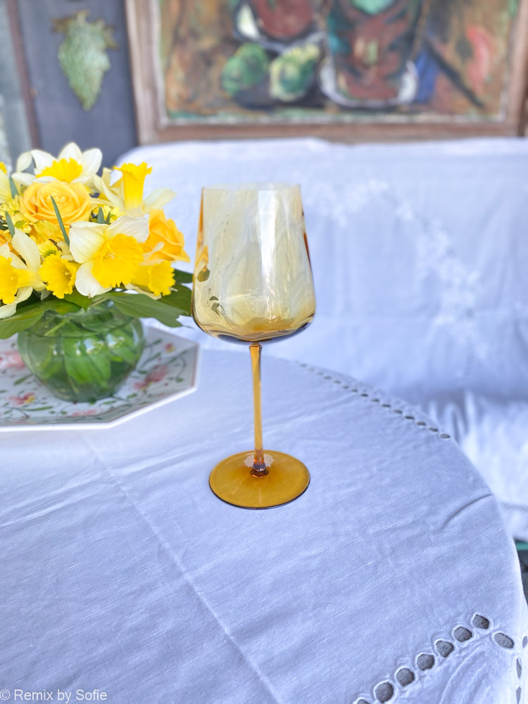 remix by sofie wine glass in dark amber