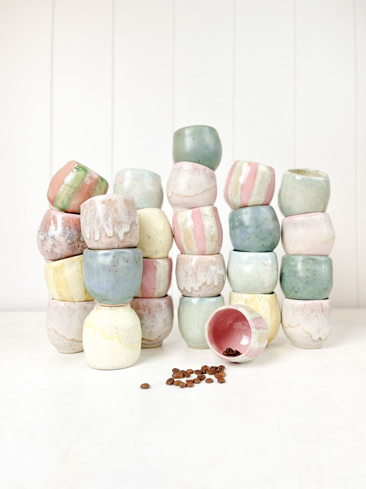 small handmade ceramic cortado cups without handles approx. 150 ml at remix by Sofia
