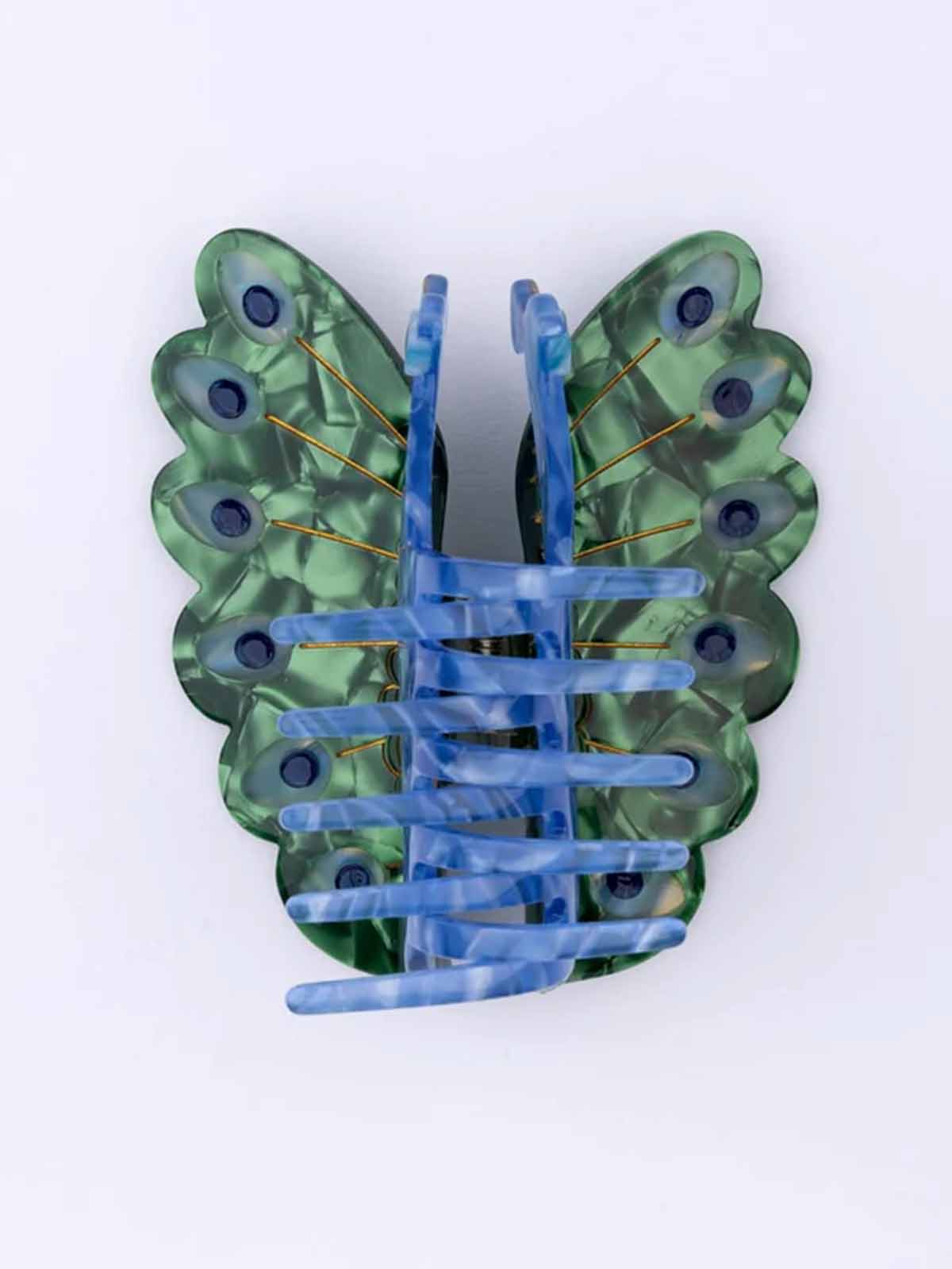 cou cou suzette hair clip peacock in green and blue colors