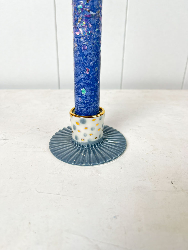 candlestick with gold edge and dots from gallery petz blue-grey