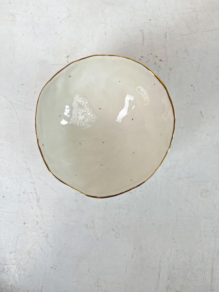 ceramics by miabella ceramic jewelry bowls - white with gold dots