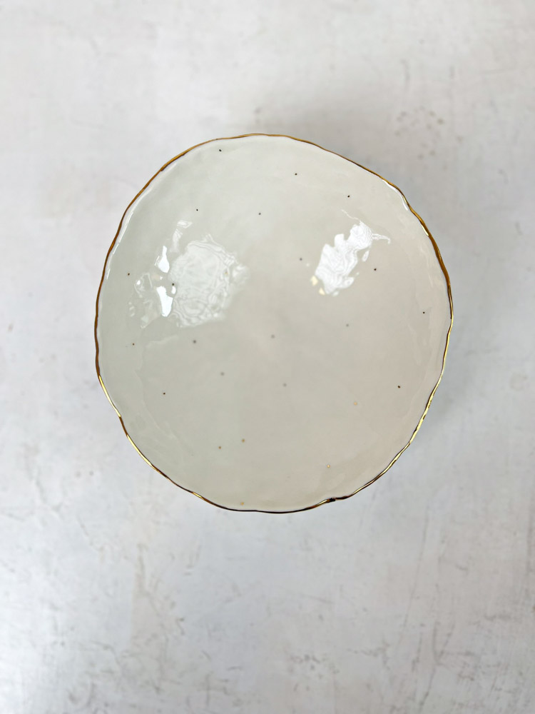 ceramics by miabella ceramic jewelry bowls - white with gold dots