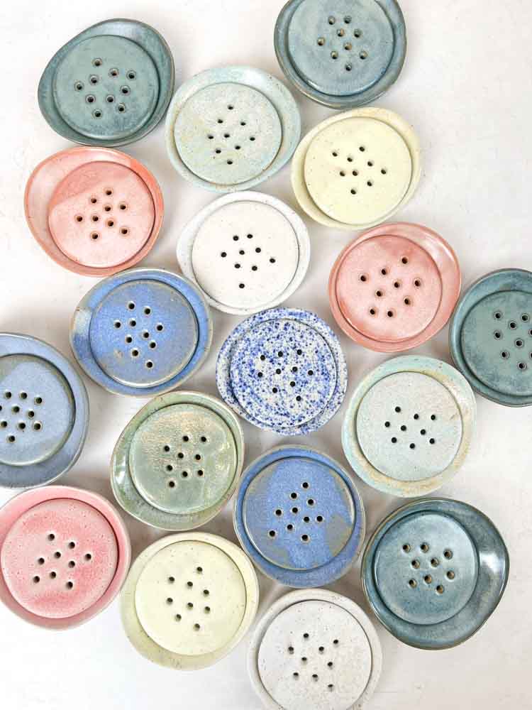 handmade ceramic soap dish in pink