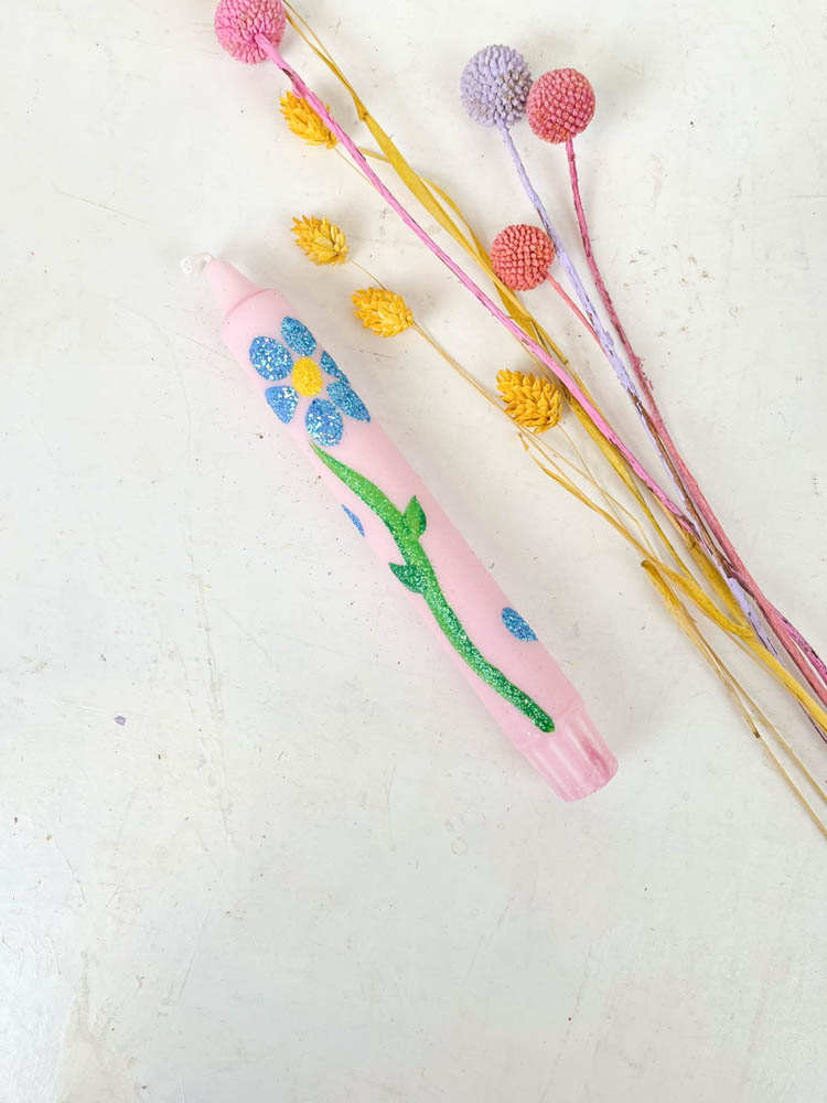 hand-painted candles in candlestick with love, smile and happy - ahnelight