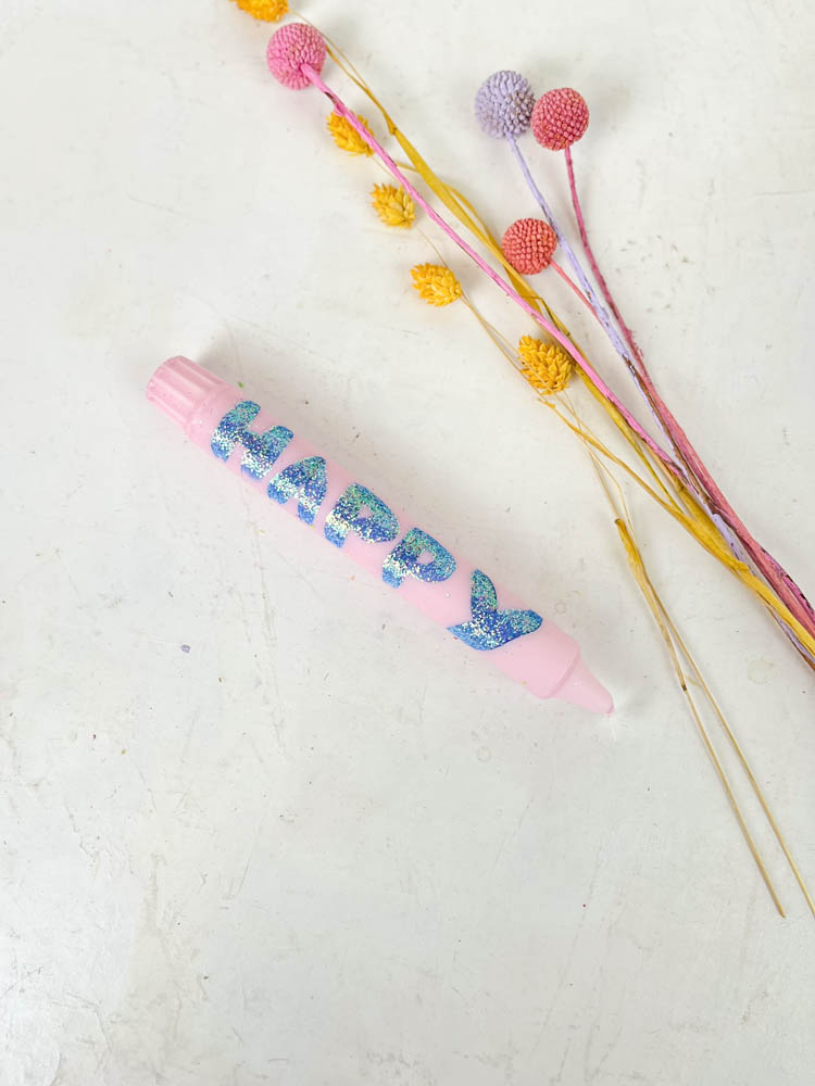 hand-painted candles in candlestick with love, smile and happy - ahnelight