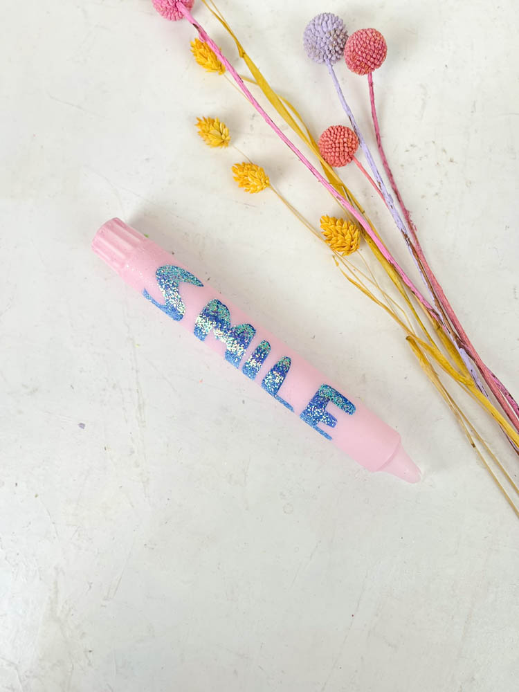 hand-painted candles in candlestick with love, smile and happy - ahnelight