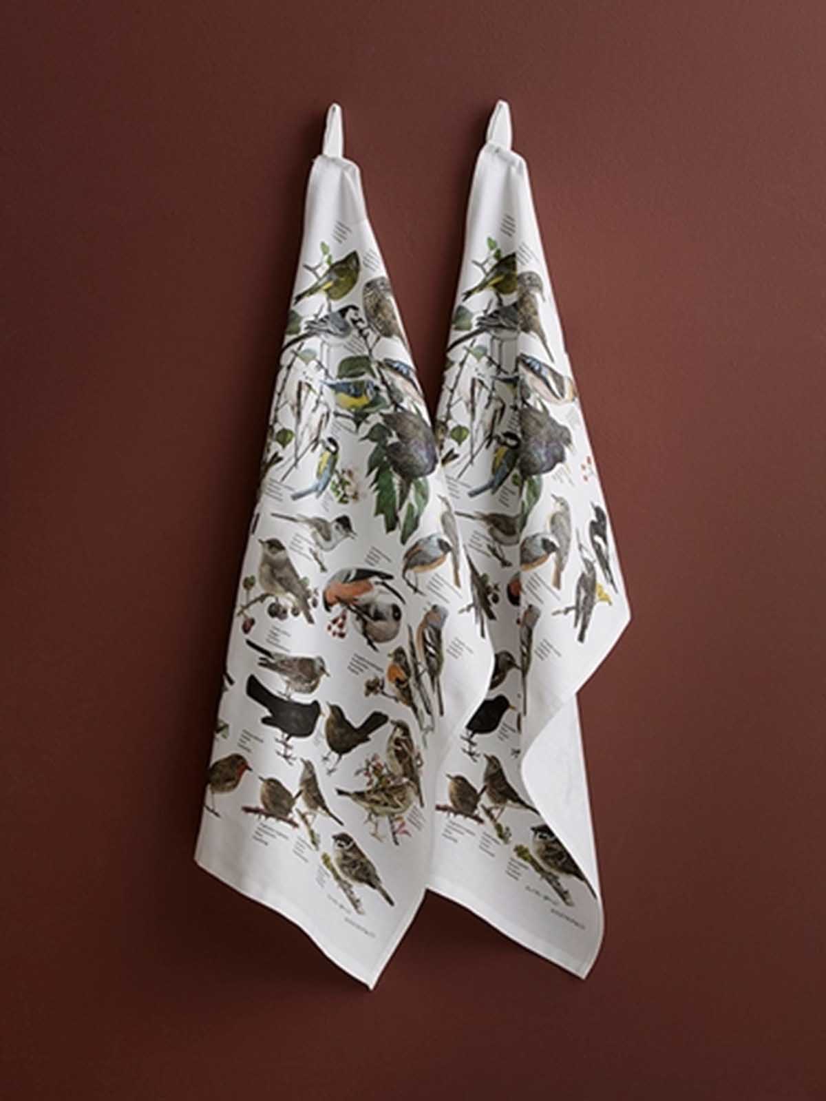 koustrup and co tea towel in 100% organic cotton with birds