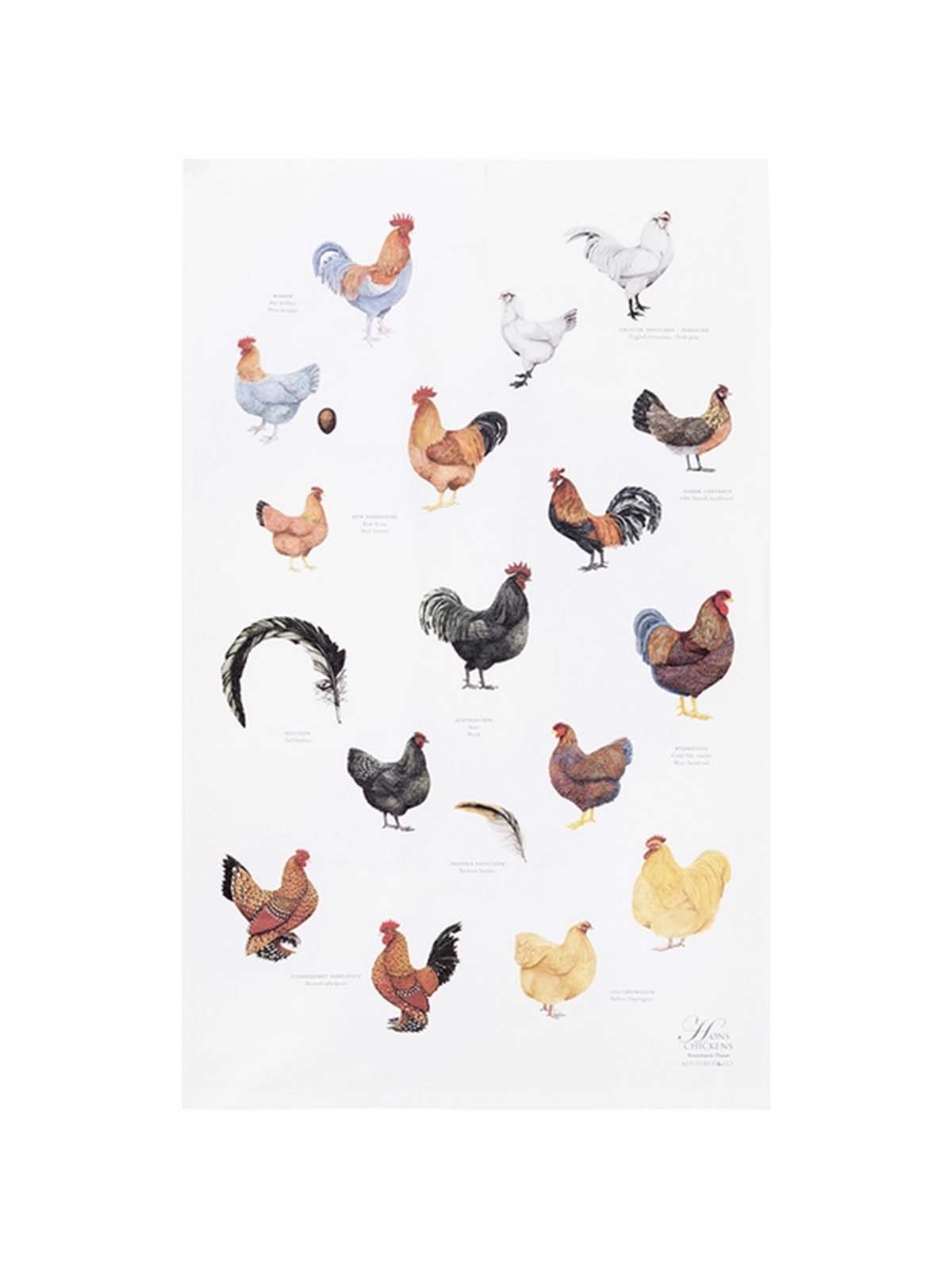 koustrup and co tea towel in 100% organic cotton with chickens