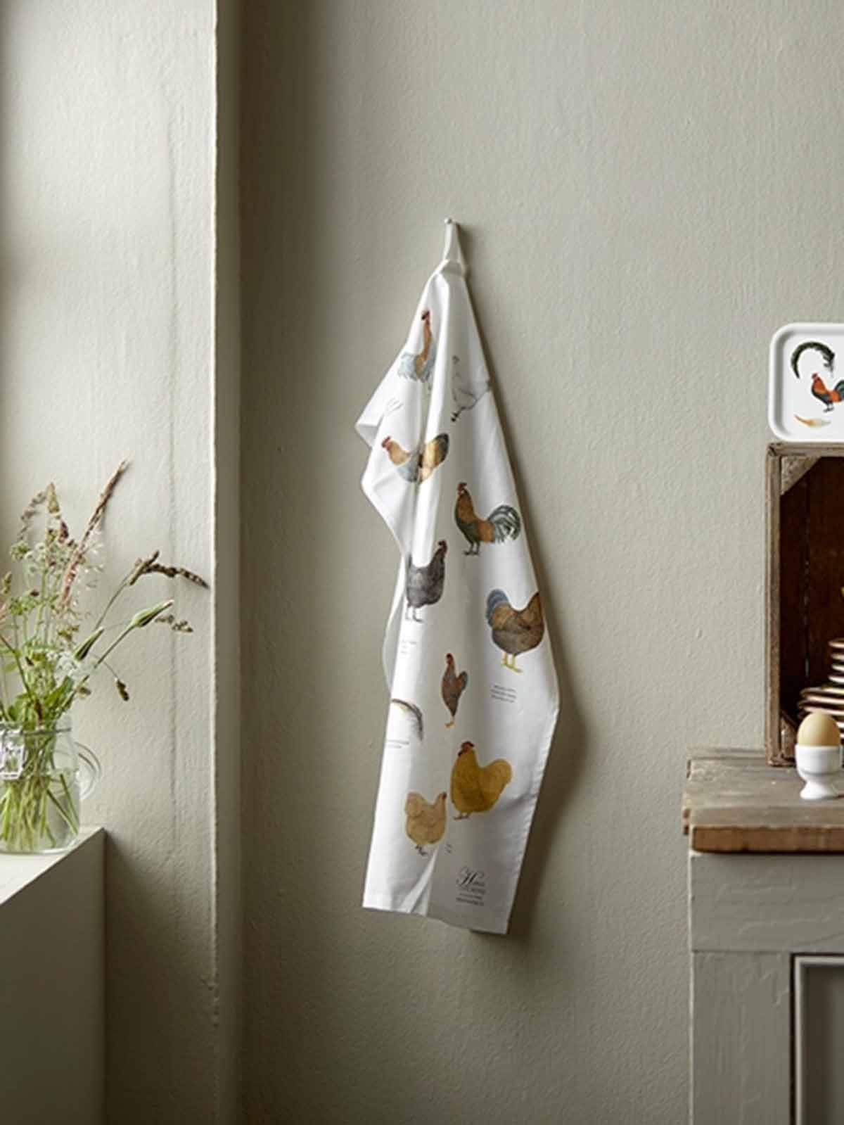 koustrup and co tea towel in 100% organic cotton with chickens