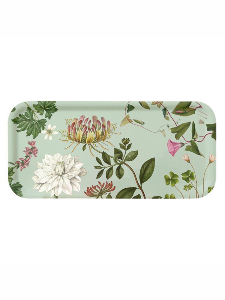 koustrup and co oblong tray in birch wood with flora danica