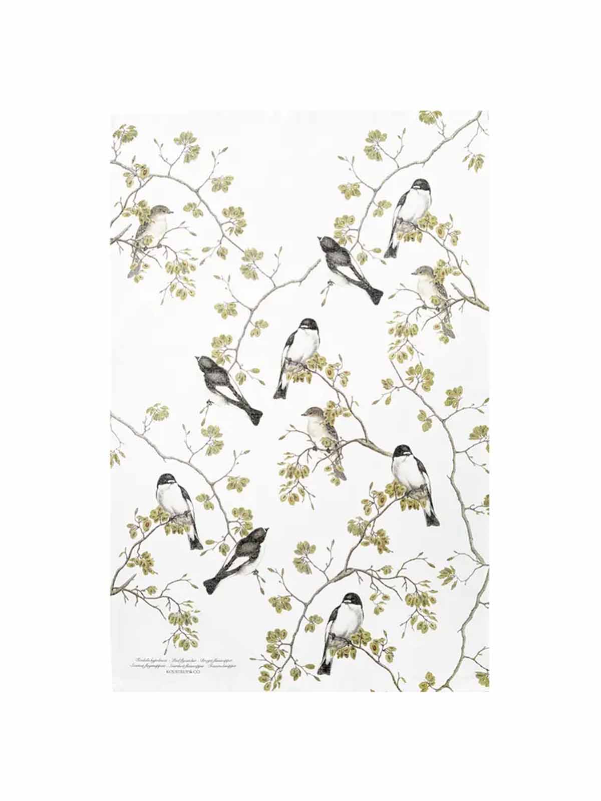 koustrup and co tea towel in 100% organic cotton with birds