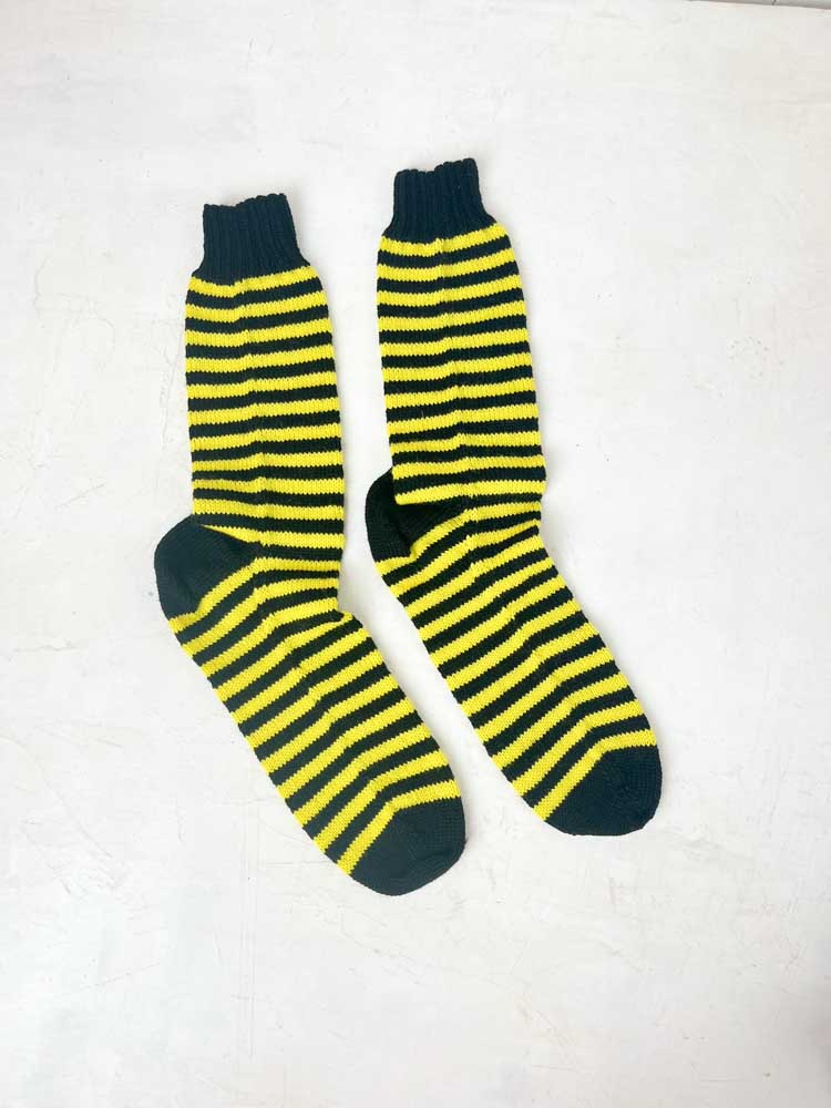 hand knitted socks with stripes