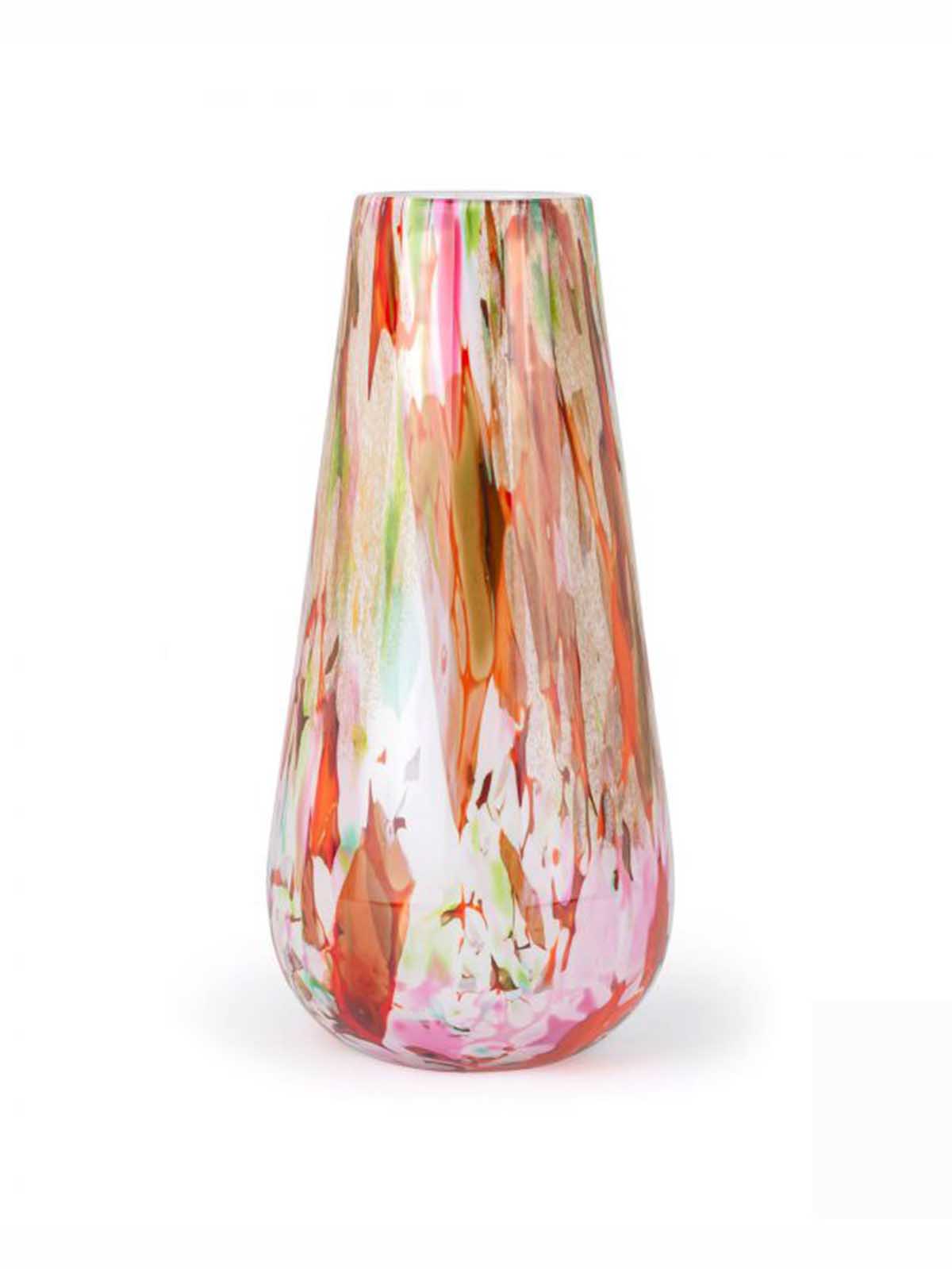 Opal glass vase in mixed colours in pink, pink, green and red from remix by Sofia.