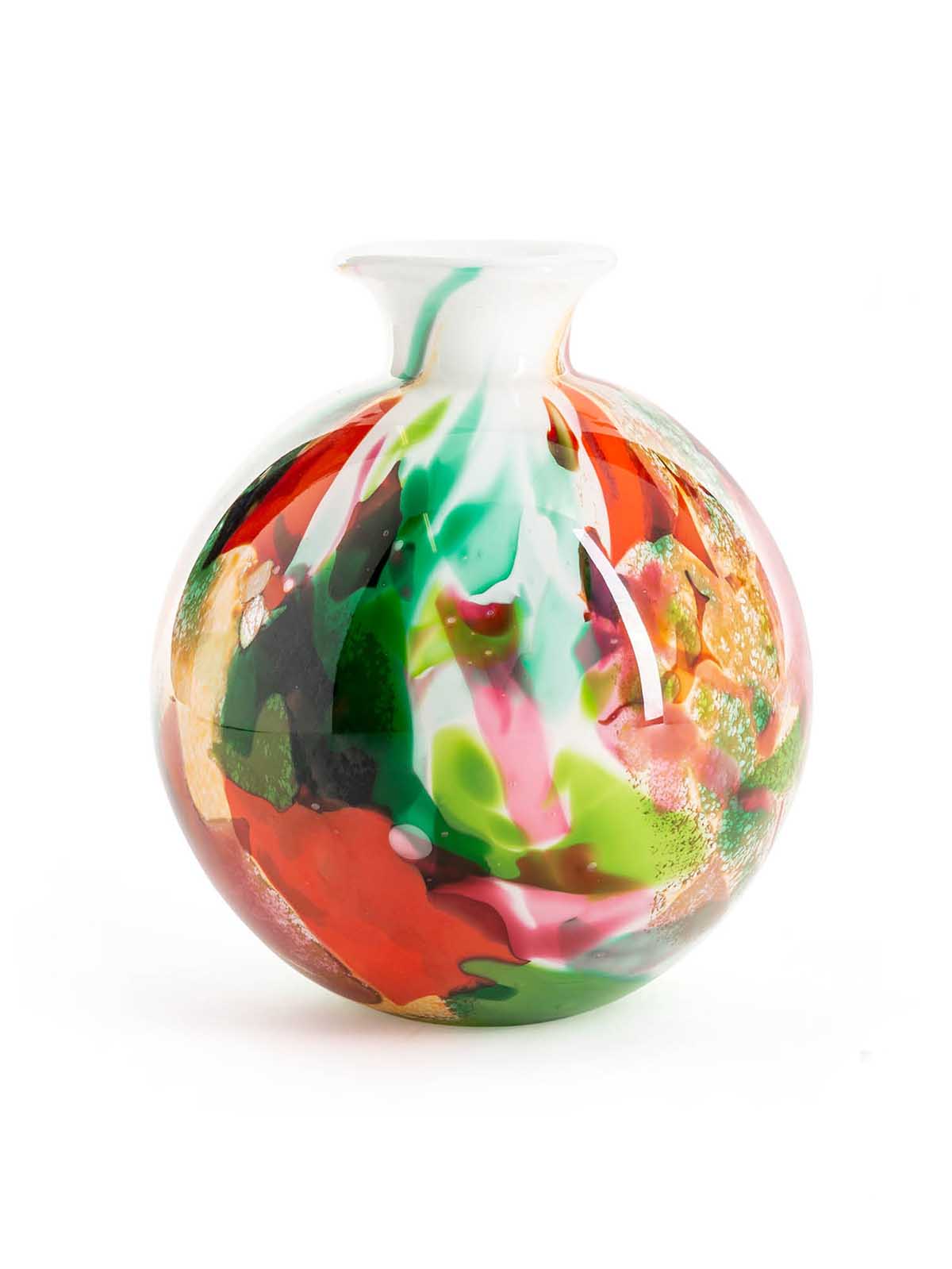 Opal glass vase in mixed colours in pink, pink, green and red from remix by Sofia.