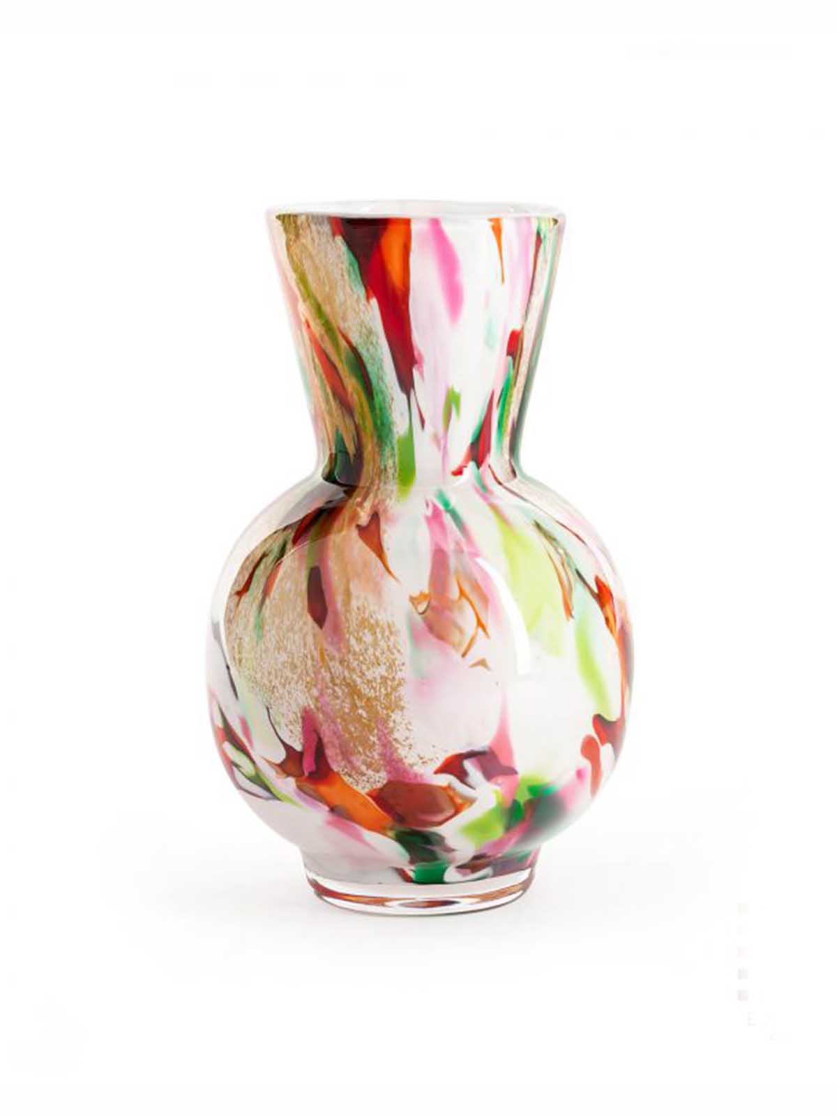 Opal glass vase in mixed colours in pink, pink, green and red from remix by Sofia.