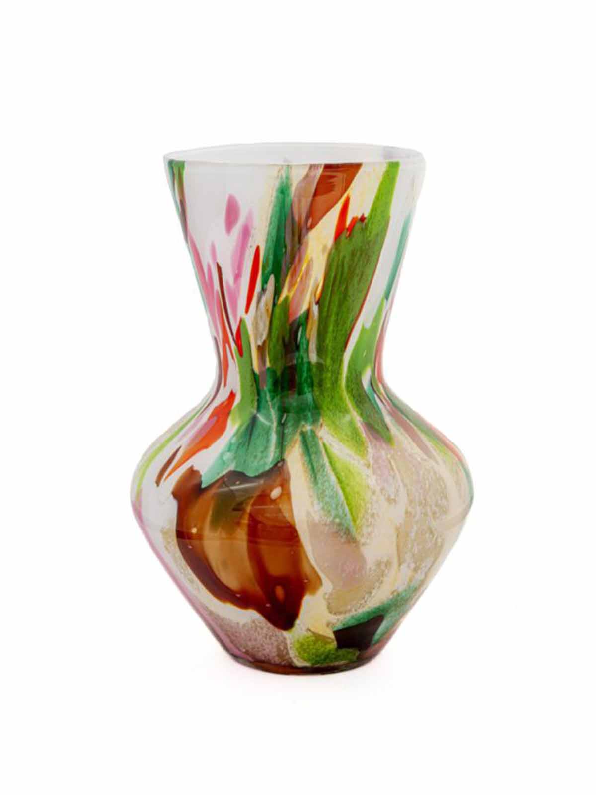 Opal glass vase in mixed colours in pink, pink, green and red from remix by Sofia.
