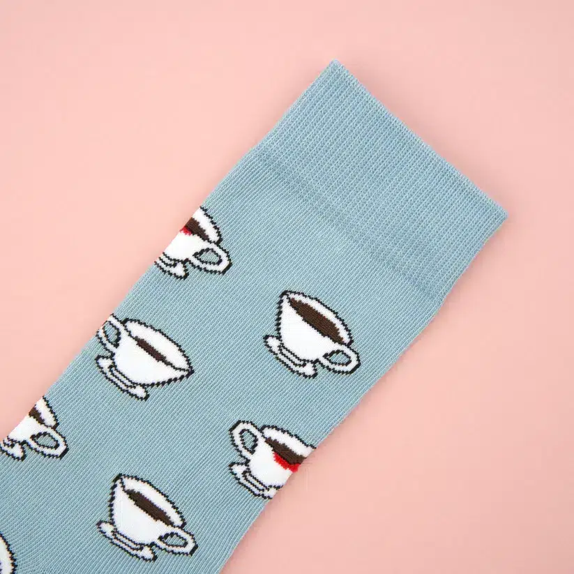 cou cou suzette cotton socks in light blue with coffee cups - at remix by Sofia