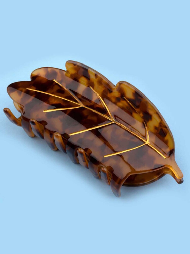 cou cou suzette hair clip brown leaf