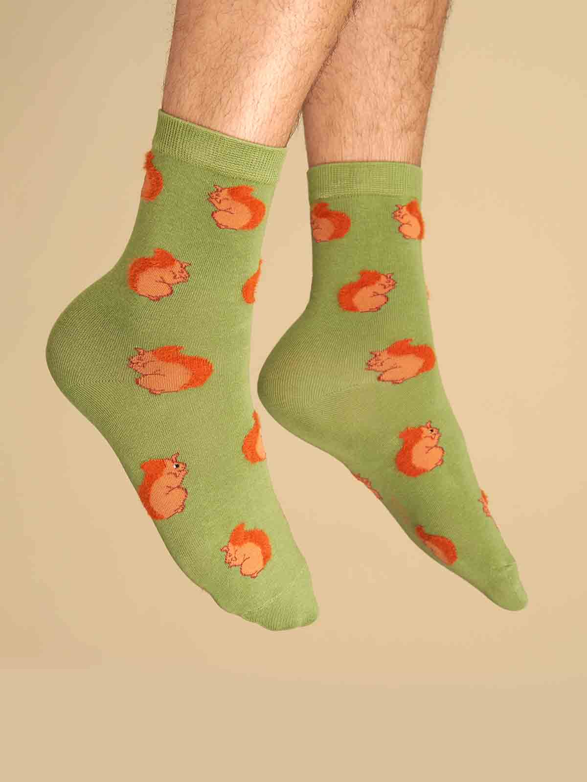 cou cou suzette socks in cotton with squirrels