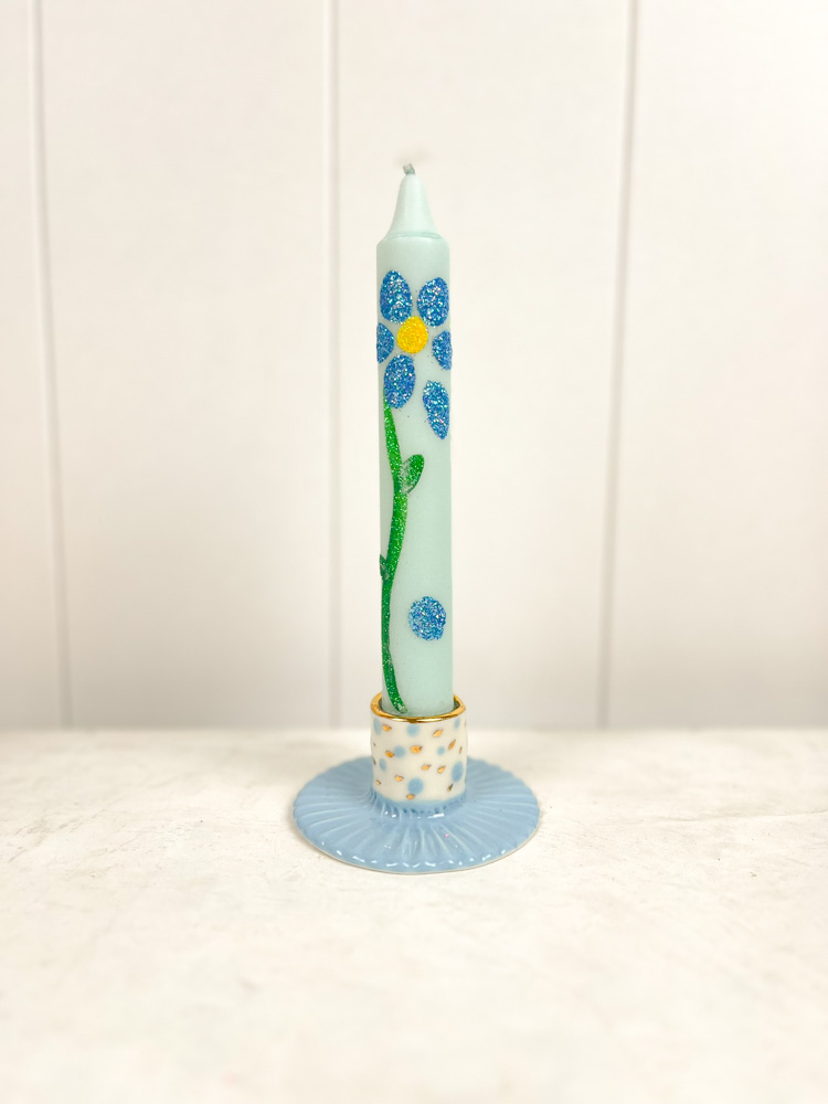 ceramic candlesticks from gallery petz made in porcelain clay with dots and gold