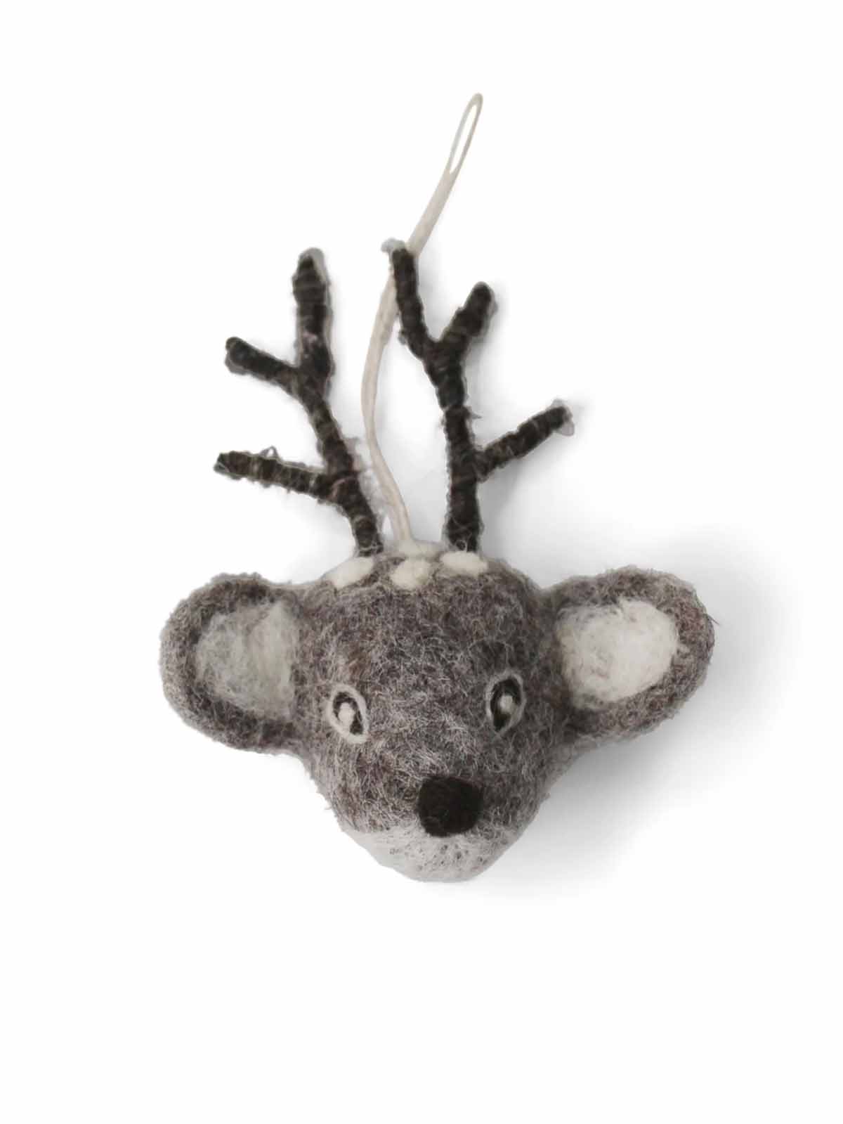 felt Christmas ornaments gritty and sif-grey bambi