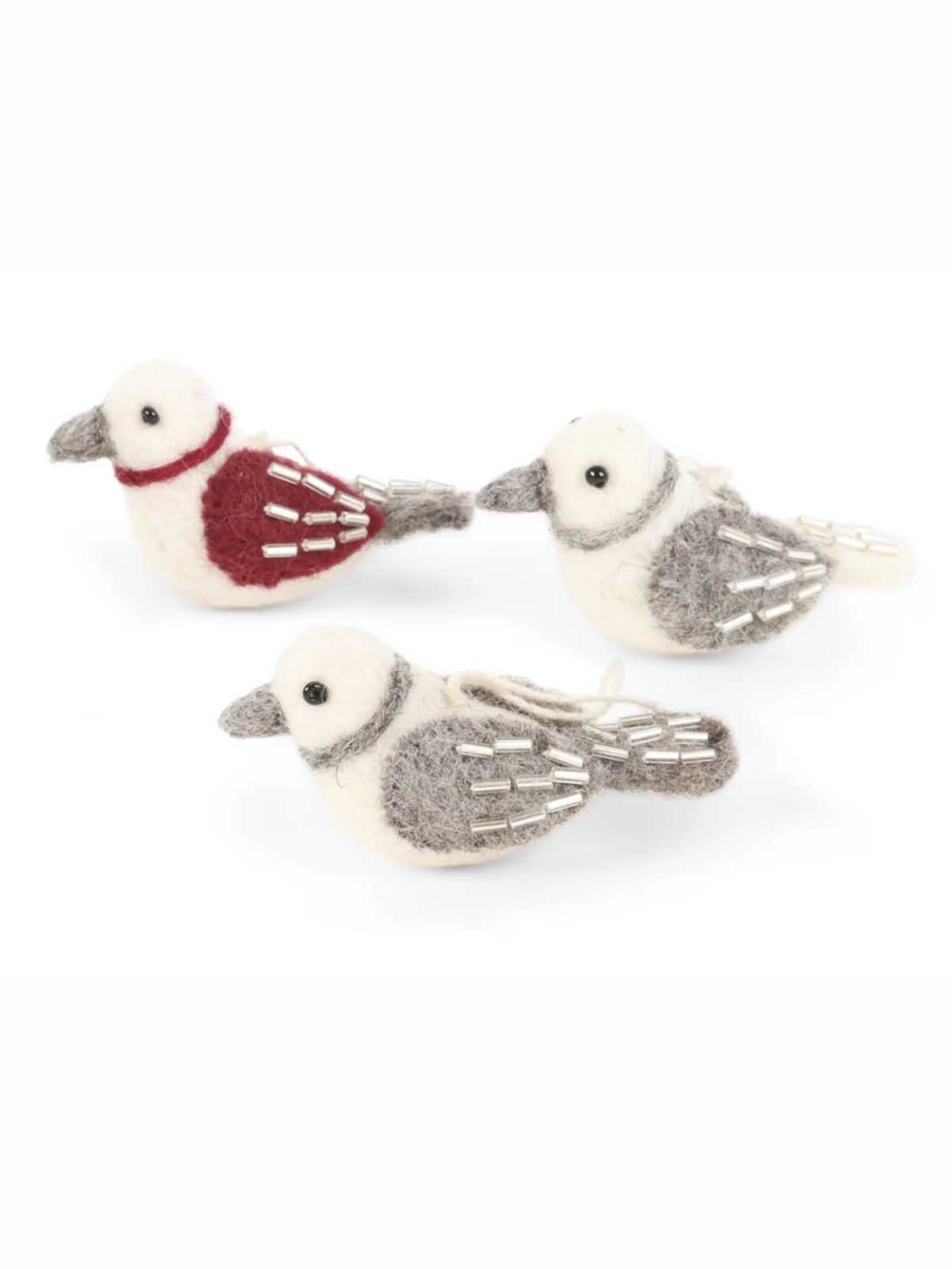 felt Christmas decorations and sif birds