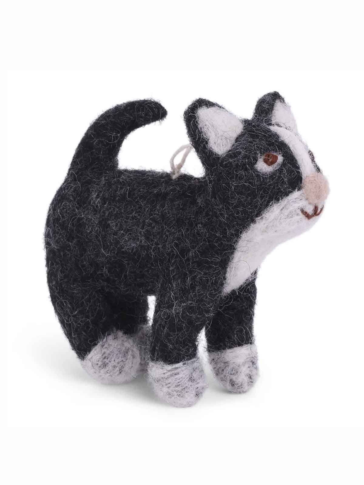 Grif and sif dark grey cat in felted wool - fair trade