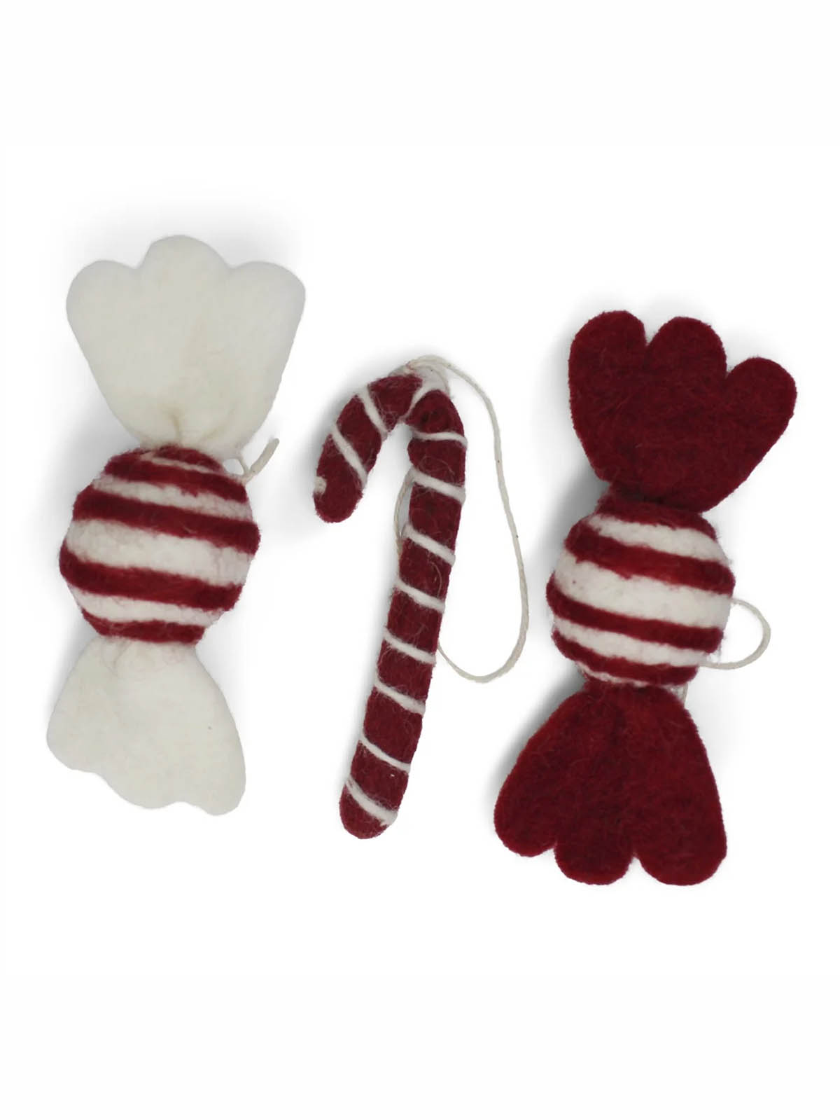 Cream and sift 5 candies in different colors in felted wool - fair trade