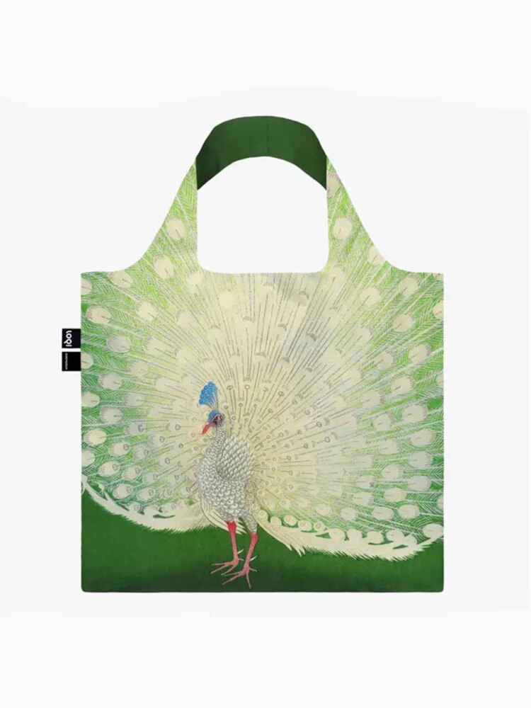 loqi shopping bag - mule bag in 100% recycled plastic - ohora koson with peacock
