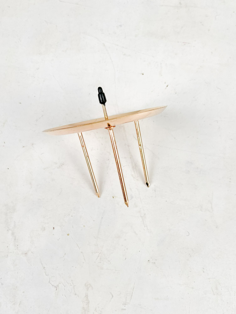 candle holders or spears for advent decorations in brass