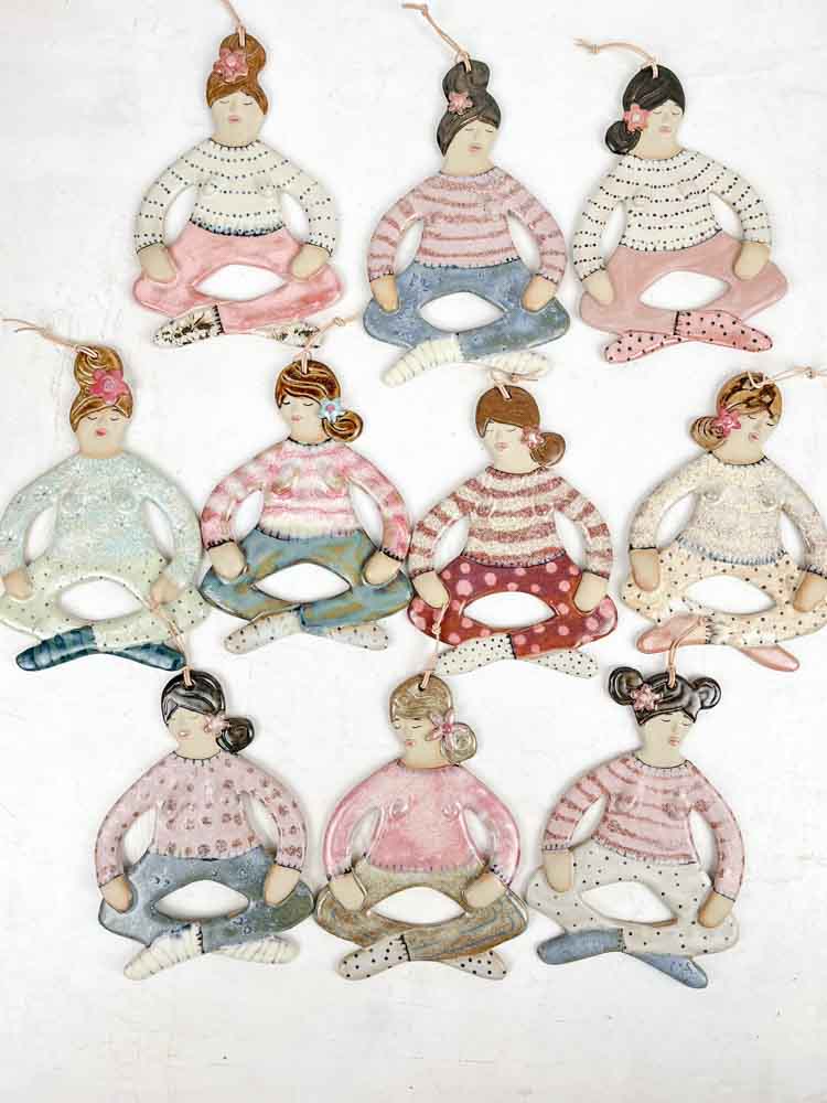 mia lindbirk ceramic wall decorations yoga ladies
