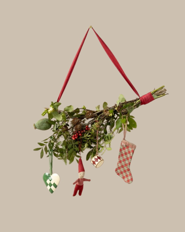 Maileg braided Christmas hearts and Christmas ornaments