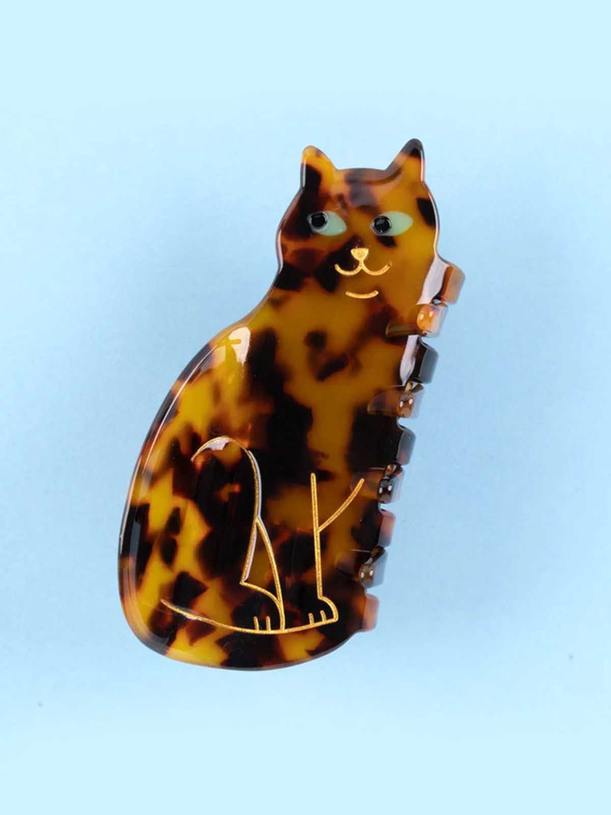 cou cou suzette hair clip cat Bengal in brown