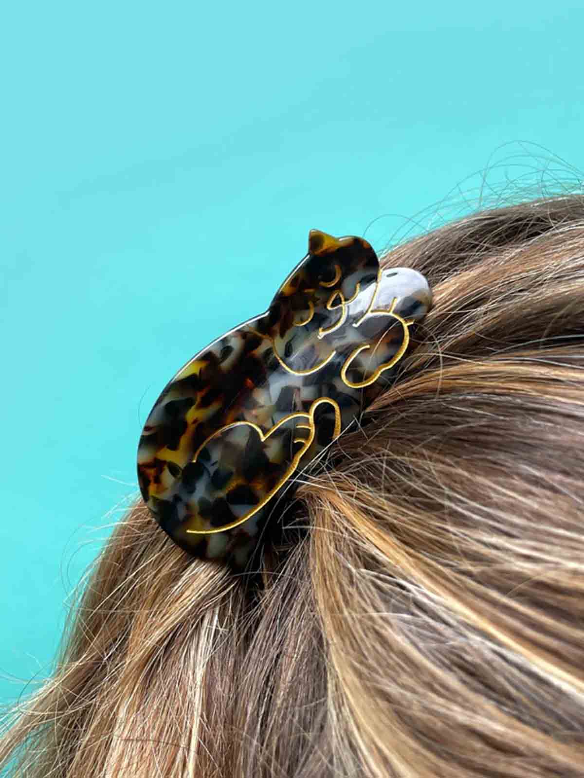 cou cou suzette hair clip cat isa three-color brown black