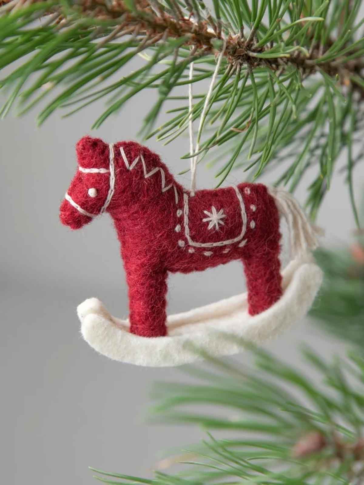 felt ornaments from kry & sif - red rocking horse