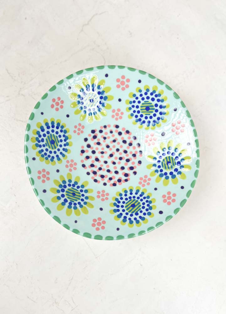 ceramic small deep bowl from the potter's work mahaba series in pastel colours with patterns