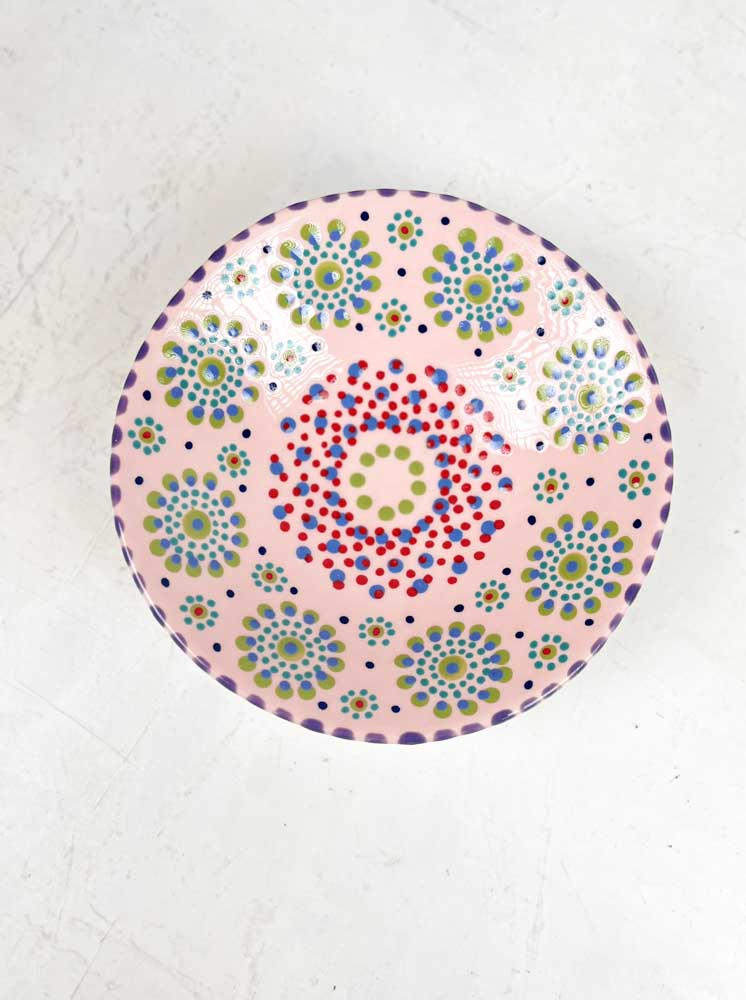 ceramic small deep bowl from the potter's work mahaba series in pastel colours with patterns