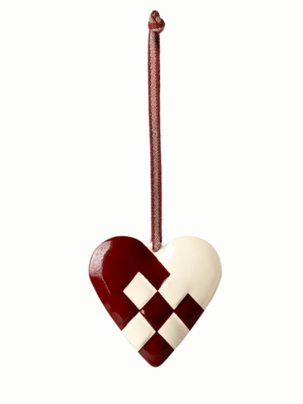 Maileg braided Christmas heart red and white