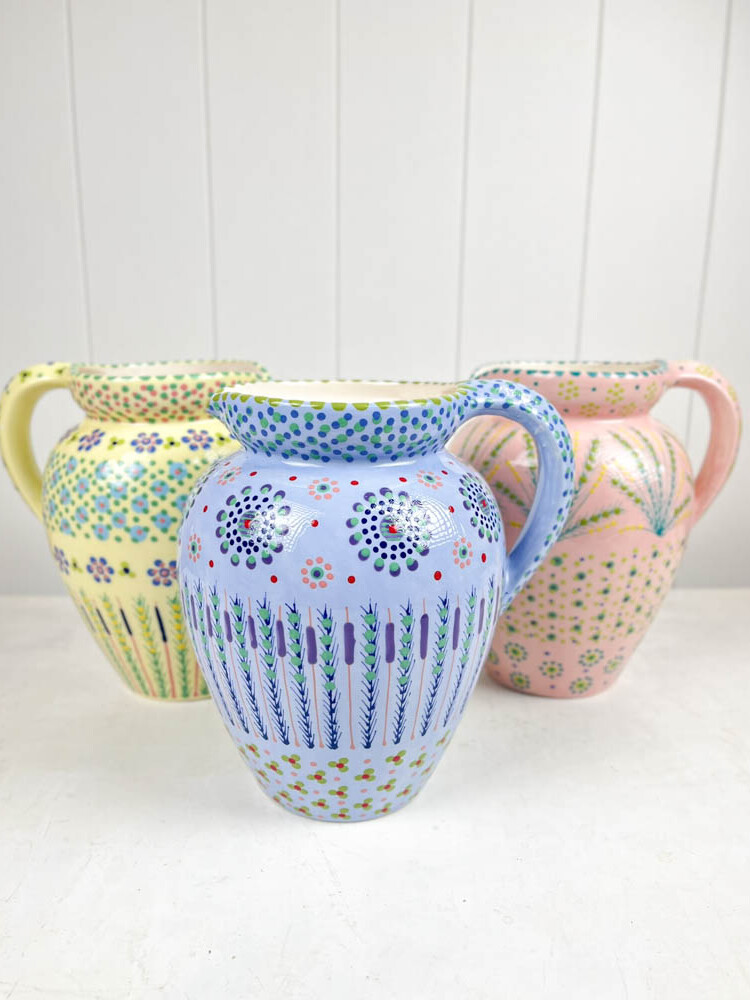 ceramic jug 3 liters from the pots work mahaba series in pastel colors with patterns
