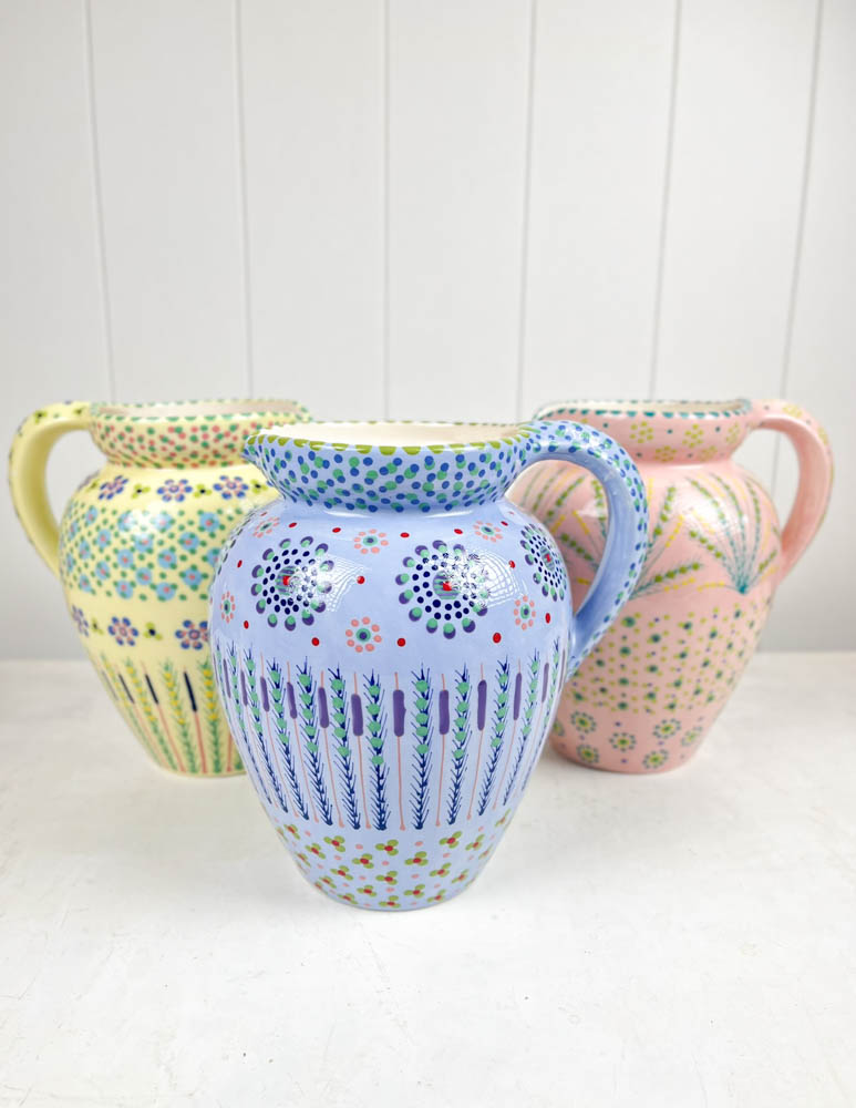 ceramic jug 3 liters from the pots work mahaba series in pastel colors with patterns