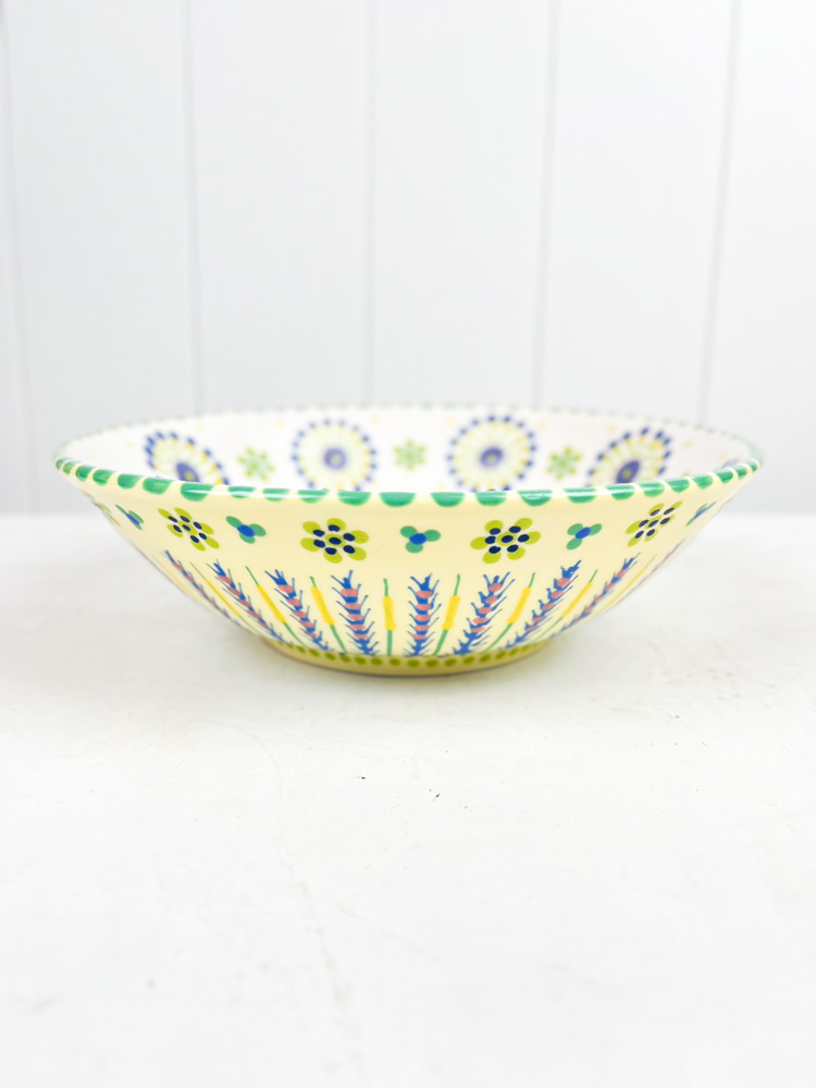 ceramic bowl from the potter's work mahaba series in pastel colours with patterns
