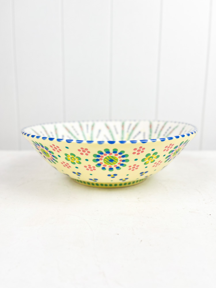 ceramic bowl from the potter's work mahaba series in pastel colours with patterns