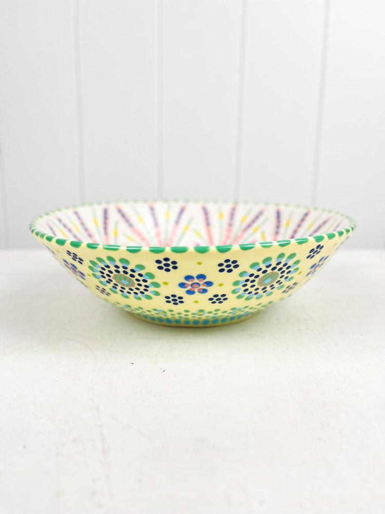 ceramic bowl from the potter's work mahaba series in pastel colours with patterns
