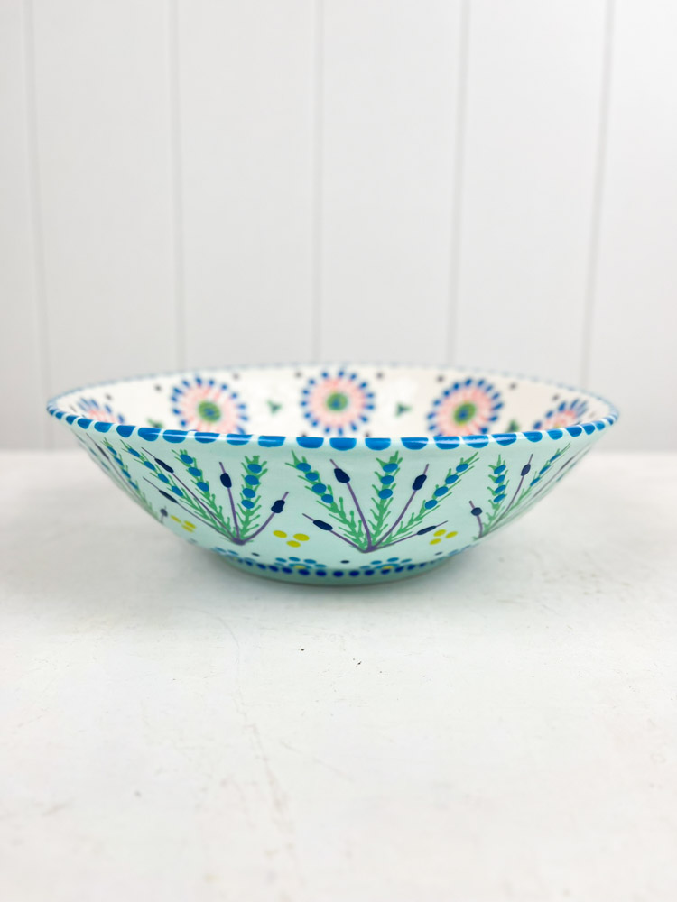 ceramic bowl from the potter's work mahaba series in pastel colours with patterns